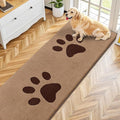 Smiry Dog Door Mat for Muddy Paws, Absorbs Moisture and Dirt, Low-Profile Entryway Mat with Non-Slip Backing, Entry Indoor Outdoor Doormat for Inside Floor (70x24 Inches, Beige, Paw) by Smiry