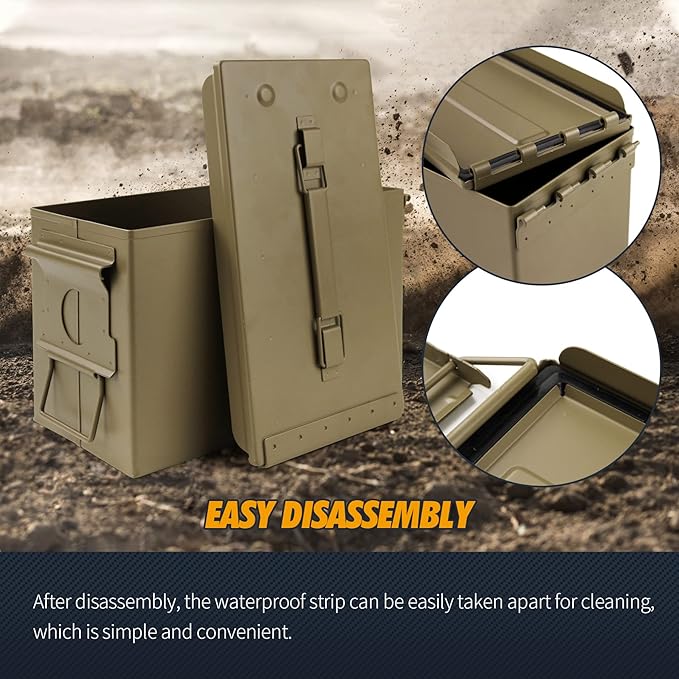GUGULUZA Metal Ammo Can 30/50 Cal, Lockable Bullet Storage Case, Waterproof & Airtight Containers Box with Flip Top for Long-Term Storage Shotgun, Rifles, Pistols Ammunition - Image 5