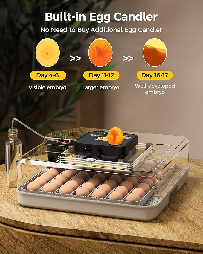 48 Egg Incubator for Hatching with Automatic Egg Turning and Humidity Control, Egg Candler, Poultry Egg Incubator for Chicken, Ducks, Goose, Pigeon, Quail, ideal for Farm, Classroom, Home - Image 7