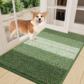 Smiry Dog Door Mat for Muddy Paws, Absorbs Moisture and Dirt, Low-Profile Entryway Mat with Non-Slip Backing, Entry Indoor Outdoor Doormat for Inside Floor (36x24 Inches, Green, Striped) by Smiry