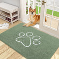 OLANLY Dog Door Mat for Muddy Paws 48x30, Paw Print Design, Absorbs Moisture and Dirt, Non-Slip Washable Doormat, Quick Dry Chenille Mud Mat, Entry Indoor Entryway Carpet, Olive Green and White by OLANLY