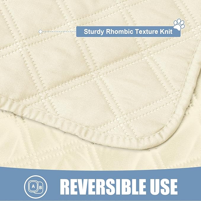 Smiry Waterproof Dog Bed Cover Pet Blanket, Soft Washable Dog Blanket for Furniture Bed Couch Sofa Reversible, Checkered (30"x53", Beige/Beige) - Image 4