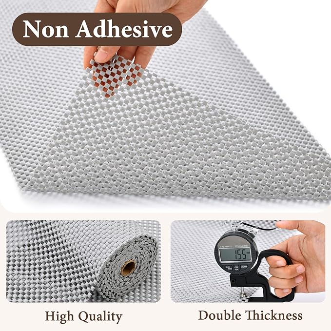 Shelf Liners for Kitchen Cabinets Non Adhesive Shelf Liner Paper Non-Slip Thickened Drawer Liner Easy to Clean for Tool Box Refrigerator Grey 11.8 x 236.2 in - Image 3