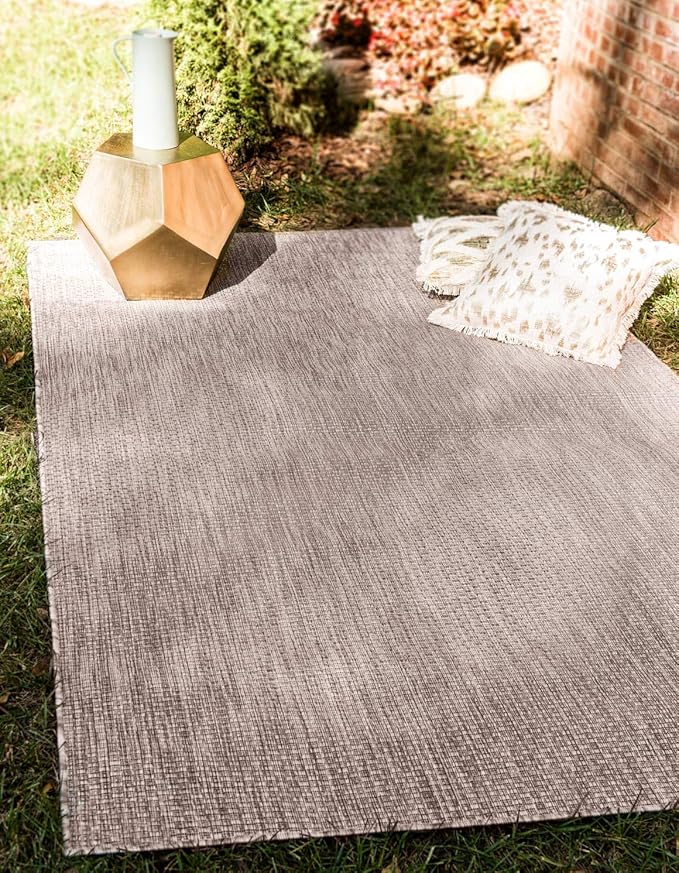 Unique Loom Collection Casual Transitional Solid Heathered Indoor/Outdoor Flatweave Area Rug (7' 10" x 11' 4" Rectangle, Beige/Ivory) by UniqueLoom