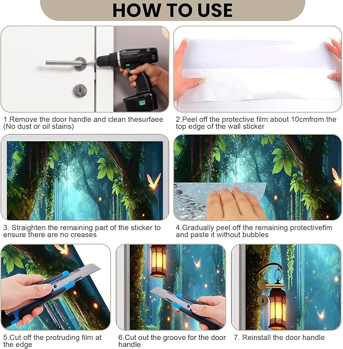 3D Door Stickers, Peel and Stick Vinyl Wallpaper ，Self-Adhesive Mural for Home Decor 30.3" W x 78.7" H (Forest Path, 30.3" W x 78.7" H) - Image 5