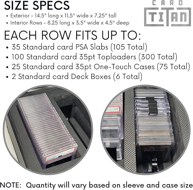 Vault Trading Card Storage Box - Lockable Sports Cards Hard Case with Spring-Loaded Pushers for Top Loaders & Graded Cards - 3 Row - Image 5
