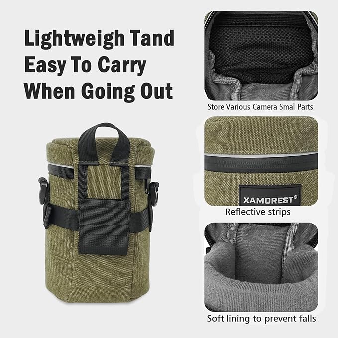 Camera Lens Case Lens Bag Compatible (3.15" x 3.74"(Canvas, Green)) - Image 5
