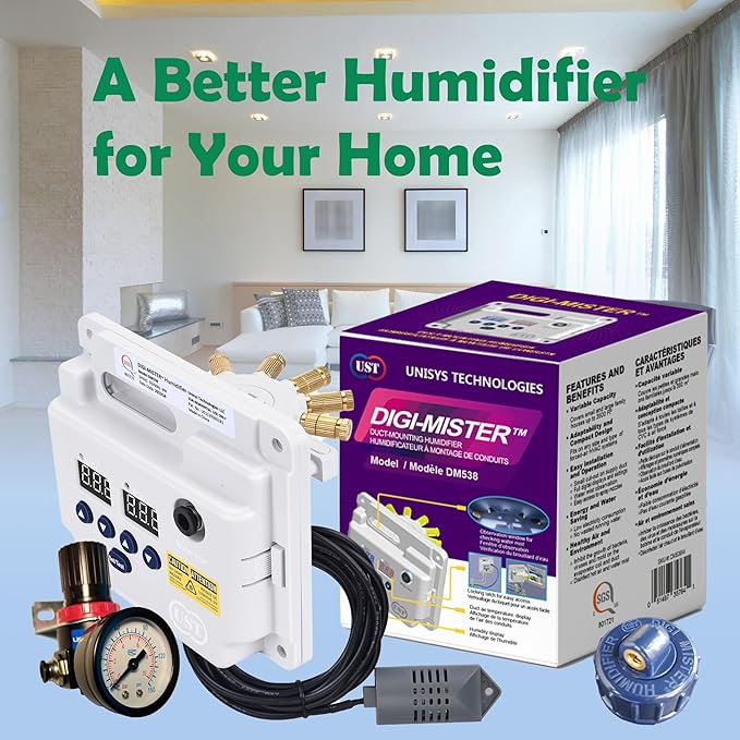 Evaporative Duct Mounted Whole House Furnace Humidifier with 8 UV-C LEDs, Atomizing Cool Mist Variable Capacities for Homes and Offices up to 3500 sq. ft. - Image 2
