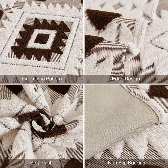 Boho Plush Couch Covers for Sofa Washable, Fuzzy Soft Couch Cover for Sectional Sofa, Non Slip Jacquard Sofa Cover Furniture Protector for Kids, Pets (Dark Coffee,43"x70") - Image 8