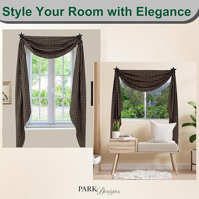 Park Designs Fishtail Swag Curtains - Sturbridge Black, 145" x 25" | Extra Long Window Scarf | 100% Cotton | Primitive & Traditional Home Decor - Image 5
