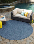 Unique Loom Outdoor Solid Collection Area Rug (6' 1" Round Blue/Navy Blue) by UniqueLoom