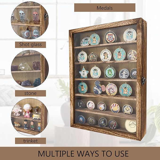 12x16 Shadow Box Frame with Removable Shelves,Collectible Display Shelves Case,Military Challenge Coin Display Case,Wood Shadow Boxes Display Cases for Keepsake,Pictures - Image 3