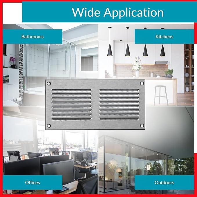 6x2 Vent Cover (Duct Opening) - HVAC Return Air Grille for Wall and Ceiling - Stainless Steel AC Vent Cover with Mesh - Rectangular Ventilation Register - Overall Size: 7,87" W x 3.94" H - Image 7
