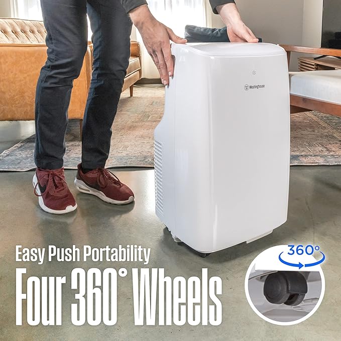 Westinghouse 8,000 BTU Air Conditioner Portable For Rooms Up To 350 Square Feet, Portable AC with Home Dehumidifier, Smart Wi-Fi Enabled, 3-Speed Fan, Programmable Timer, Remote Control, Window Kit - Image 11