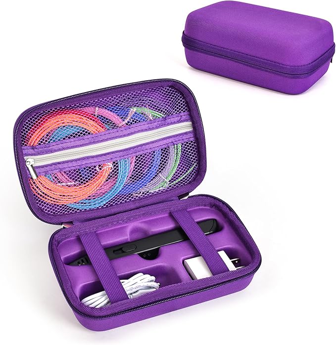 Case Compatible with 3Doodler Start+ Essentials for 3D Pen Set for Kids, Carrying Holder Fit for Printing Pens, Storage Organizer for Printing Filament Refill, Micro-USB Charger (3D-02-Purple) by TATAVR