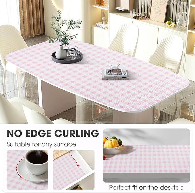 Drawer and Shelf Liner, Non-Slip Kitchen Cabinet Liners Non-Adhesive Thick Strong Grip Waterproof Washable Mats Protect Dresser Shelves Cupboard Bathroom Cabinets, Pink Plaid, 18 in X 20 FT - Image 7