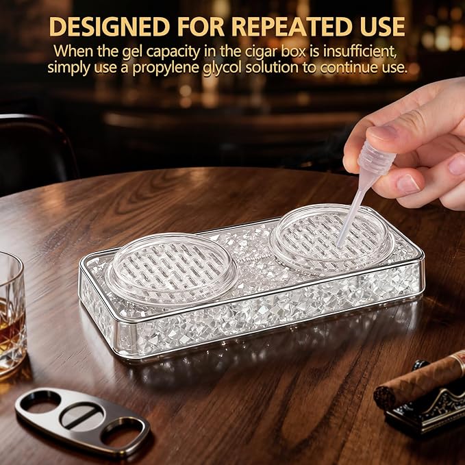 Pre-Filled Cigar Humidifier, Cigar Crystal Gel Humidifier, Suitable for Cigar Boxes and Cigar Cabinets, Maintains Ideal Humidity at 70% and Keeps Cigars Fresh, Cigar Accessories - Image 5