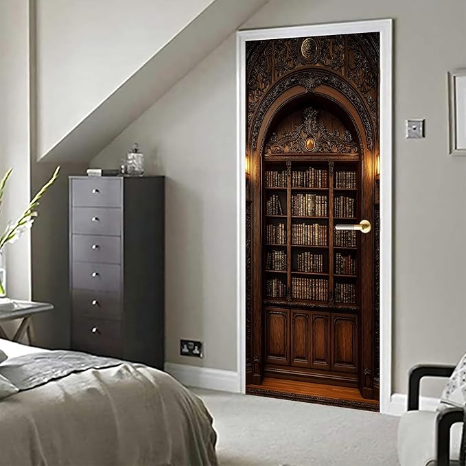3D Door Decals Stickers Peel Stick Wall Murals Vinyl Wallpaper Self-Adhesive Mural Door Covers Decorative for Furniture Home Decor Wrinkle-Resistant Waterproof - Image 6