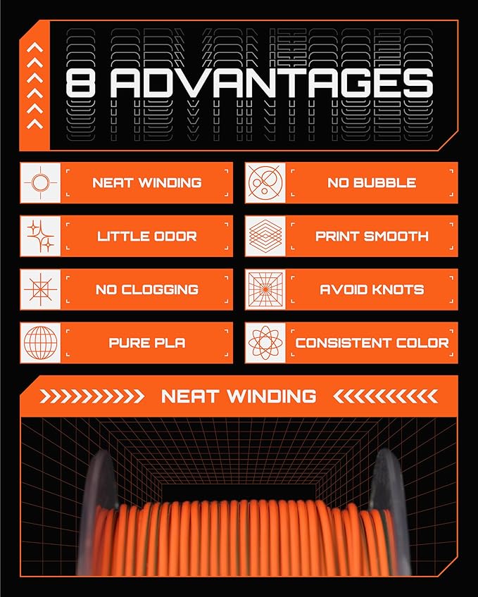 R3D Dual Color Silk PLA Filament, Co-Extrusion 3D Printer Filament 1.75mm, 30-370 mm/s High Speed PLA, Dimensional Accuracy +/- 0.02 mm, 1KG Plastic Spool (Silk Bronze-Orange) - Image 6