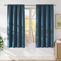 NICETOWN Stone Blue Faux Linen Room Darkening Rod Pocket Curtains 63 inch Length, W42 x L63, Light Blocking Thermal Insulated Noise Reducing Drapes for Bedroom Living Room Farmhouse Decor, 2 Panels by NICETOWN