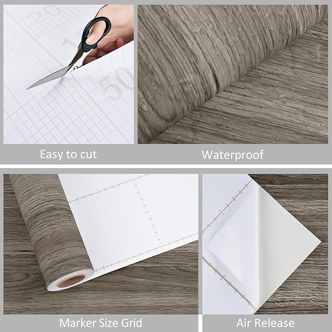 WESTICK Brown Wood Countertop Peel and Stick Wood Wallpaper Vintage Wood Contact Paper Self Adhesive Rustic Wooden Vinyl Wrap for Countertops Tables Bathroom Cabinets 15.8” x 78” - Image 7