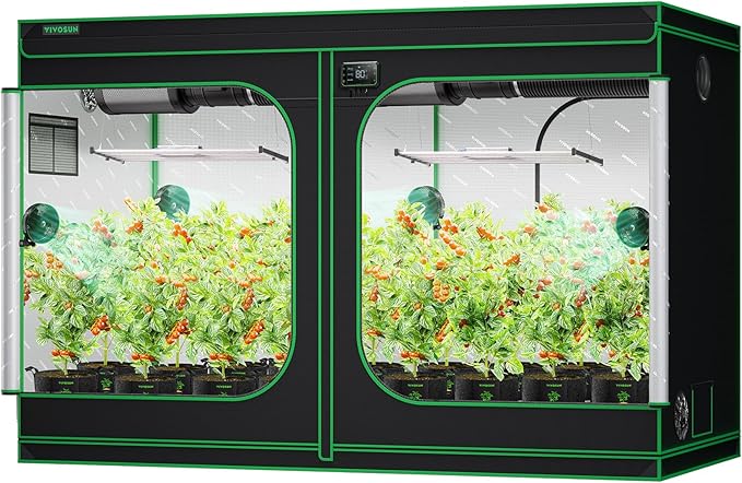 VIVOSUN S105 10x5 Grow Tent, 120"x60"x80" High Reflective Mylar with Observation Window and Floor Tray for Hydroponics Indoor Plant for VSF6450 by VIVOSUN