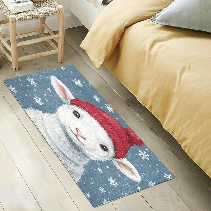 Christmas Lamb with Red Hat Decorative Rugs for Bathroom Anti-Mold Bath Rugs for Bathroom for Restroom Accessories 39x20in de alfombras para ba?o - Image 5