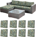 8Pcs Stretch Patio Cushion Cover for Autumn, Couch & Sofa Slipcovers for Patio Furniture Cushions Washable Reusable Couch Covers Replacement Fall Home Decor (Green Leaf Printed, Cover Only) by CALBODE