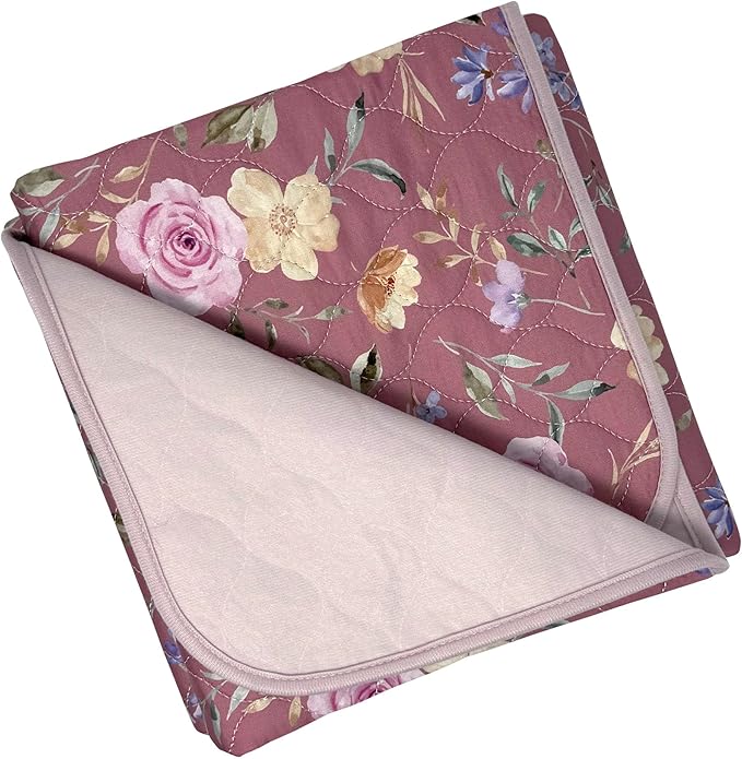 Organic Incontinence Pad for Period - Waterproof Protectors - Reusable Washable Pee Pad - Fits Twin to Full Size Beds - 100% Organic Viscose Derived from Bamboo - 34" x 52" Dark Flower - Image 4