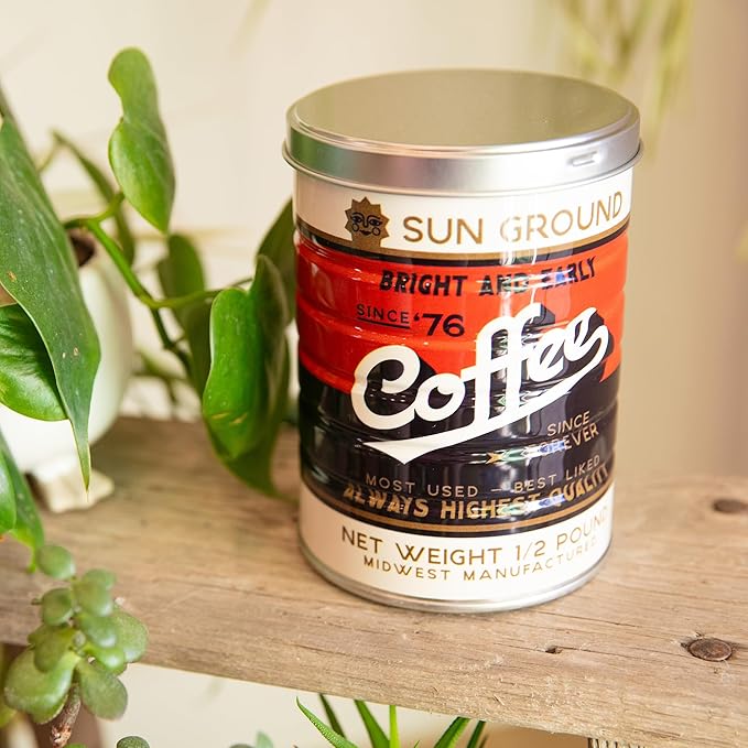 Retro Tin Can, Studio MPLS Designs, Collectable, Peel & Stick Valved End with Metal Lid, 8-12oz (4.0625 x 5.5 in) (Sun Ground Design) - Image 5