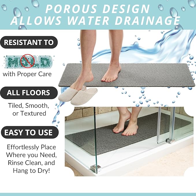 Non Slip Bathtub Mat Shower Mat for Tub - Loofah Bath Mats for Bathroom - 40x16 Bathtub Floor Mat - Textured Anti Slip Bath Mat Without Suction Cups - Secure Mat for Wet Areas (40x16 Gray) - Image 4