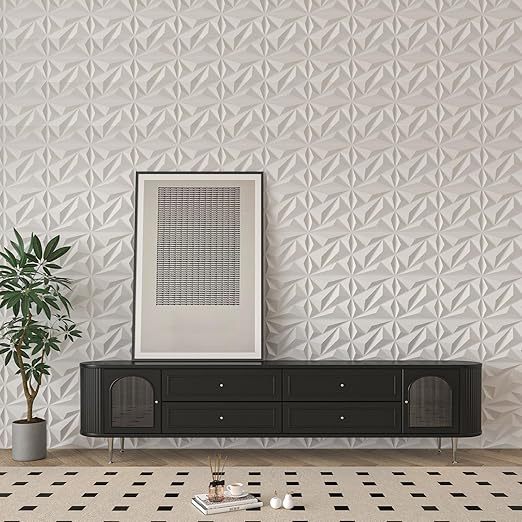 Art3dwallpanels 50 Pack 3D Wall Panel Diamond for Interior Wall Décor, PVC Flower Textured Wall Panels for Living Room Lobby Bedroom Hotel Office, White, 12''x12'' - Image 7