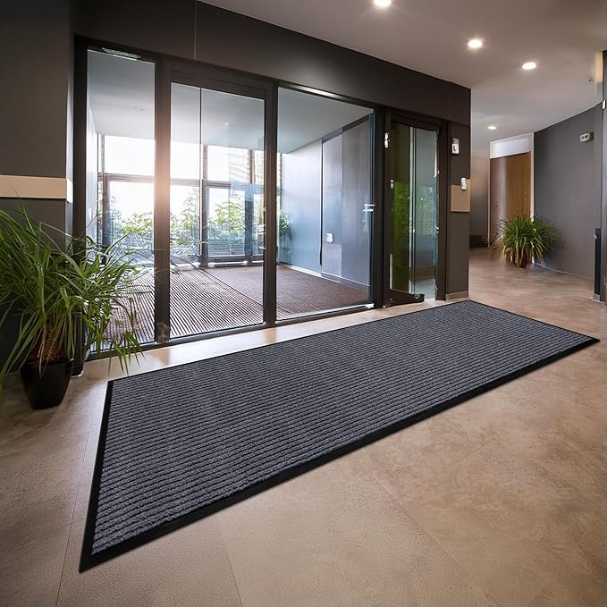MaxMat® Heavy Duty Floor Mat - Large Commercial, Indoor/Outdoor, Waterproof, Low-Profile, Easy to Clean Doormat (2 x 6 Feet, Grey, MXM-RIB0026GY) - Image 8