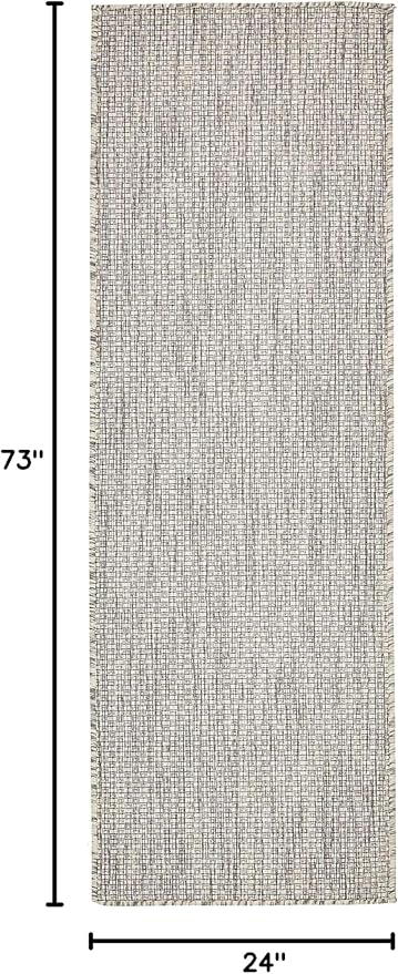 Unique Loom Collection Casual Transitional Solid Heathered Indoor/Outdoor Flatweave Area Rug (2' x 6' 1" Runner, Light Gray/Ivory) - Image 3