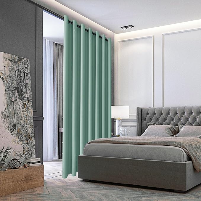 DWCN Blackout Curtain Panel for Bedroom - Thermal Insulated Energy Saving Grommet Blackout Drapery for Patio Door, Room Divider Big Long Curtain (Sage, 120 inches by 96 inch, 1 PC) - Image 6