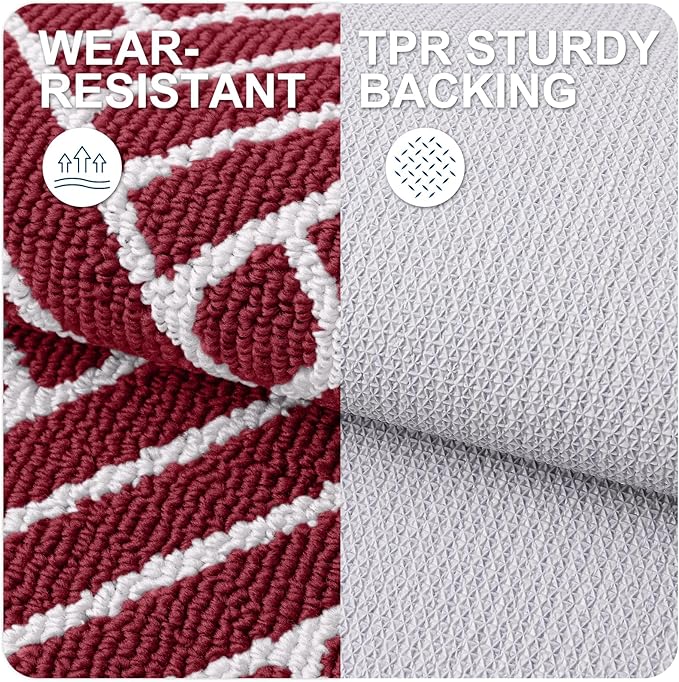 OLANLY Indoor Door Mat, 40x32 Inch, Dirt Resistant and Absorbent, Non-Slip Rubber Backing Floor Mats, Easy Clean Low-Profile Doormat for Entryway, Front Door, and Inside Entrance, Burgundy - Image 3
