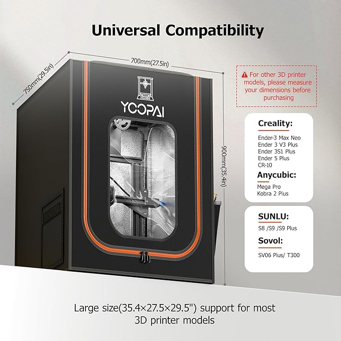 3D Printer Enclosure with LED Light, Fireproof Dustproof Tent Constant Temperature Protective Cover for Ender3 Max Neo/Ender3 S1 Plus/Ender 5/ Pro/Plus/Neptune 4 Plus/CR-10/10S PRO10 Mini/CR-X, Large - Image 3