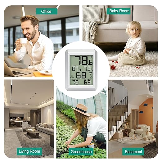 Urageuxy Indoor Hygrometer Thermometer, Digital Humidity Meter Temperature Gauge with Min/Max, ℉/℃ Switch for Home, Baby Room, Kitchen, Greenhouse - Image 7