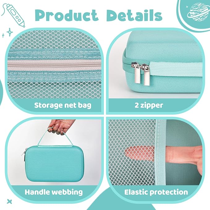 Case Compatible with 3Doodler Start+ Essentials for 3D Pen Set for Kids, Carrying Holder Fit for Printing Pens, Storage Organizer for Printing Filament Refill, Micro-USB Charger (3D-04B-Light Blue) - Image 3