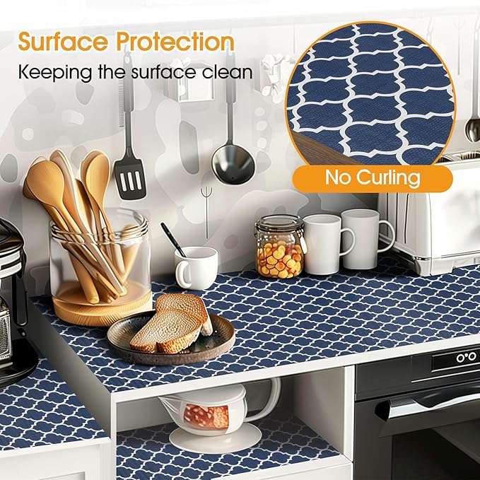 Shelf and Drawer Liner for Kitchen Cabinets Non-Adhesive, Strong Grip Non-Slip Thickened Cabinet Liners for Shelves, Waterproof Mats for Dresser Cupboard, Blue, 12 in x 10 Feet - Image 3