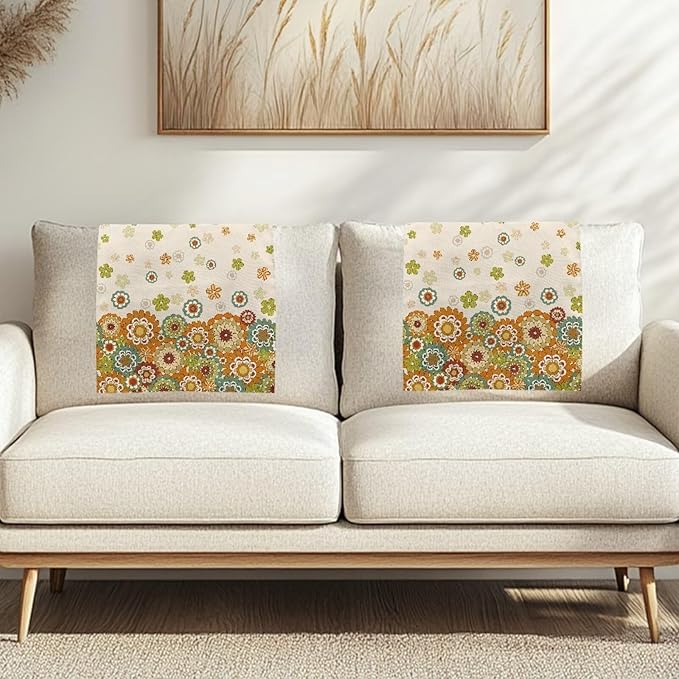 Headrest Cover for Sofa Washable Fabric Headrest Dust Covers for Couch Anti-Oil Furniture Slipcover Non-Slip Office Home Chairs Slipcover Gifts for House Decor, Hippie Floral - Image 2