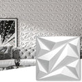 Art3dwallpanels 50 Pack 3D Wall Panel Diamond for Interior Wall Décor, PVC Flower Textured Wall Panels for Living Room Lobby Bedroom Hotel Office, White, 12''x12'' by Art3dwallpanels