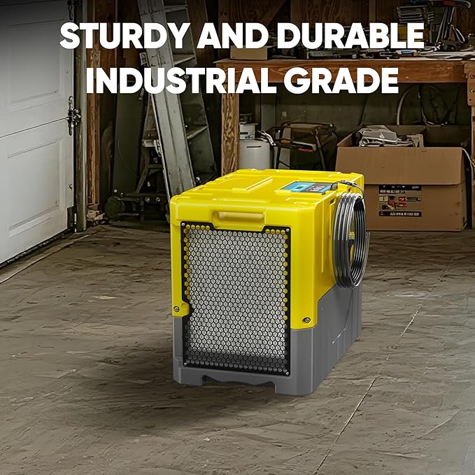190Pints Commercial Dehumidifier for Basements with Pump Drain Hose, LGR Dehumidifiers with Wheels, Crawl Space Dehumidifier for Basement, Warehouse and Garages Up to 6000Sq, Yellow-2026 Upgraded-2PC - Image 9