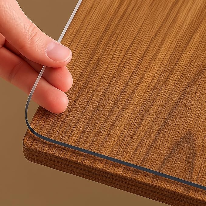 NECAUX 12 x 16 Inch 1.5mm Thick Clear Table Protector, Plastic Tablecloth PVC Waterproof Table Cover Protector Vinyl Desk Pad Mat for Coffee Table End Table Night Stand Dresser Vanity Makeup Decor by NECAUX