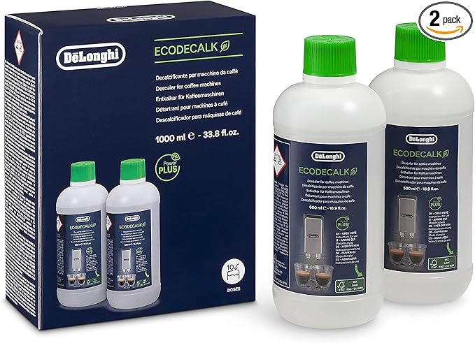De'Longhi EcoDecalk Descaler 2-Pack, Eco-Friendly Universal Descaling Solution for Coffee & Espresso Machines, 33.8 oz (10 uses) by DeLonghi