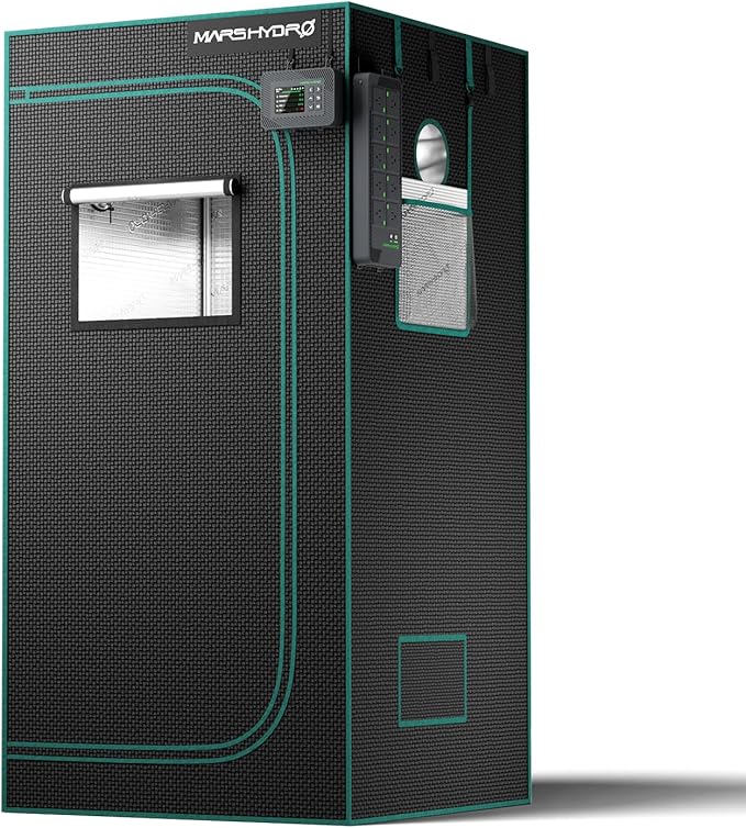 MARS HYDRO 2.6x2.6 Advanced Grow Tent, 32"x32"x63" High Reflective Mylar 1680D for Hydroponics Indoor Plant Growing, with Observation Window,Floor Tray and Smooth Zipper for TS1000/FC3000/FC-E3000 by MARSHYDRO