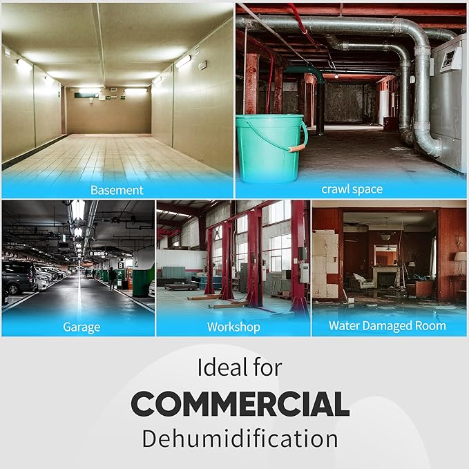 190Pints Commercial Dehumidifier for Basements with Pump Drain Hose, LGR Dehumidifiers with Wheels, Crawl Space Ddehumidifier for Basement, Warehouse and Garages Up to 6000 Sq.Ft, Blue-2026 Upgraded - Image 9