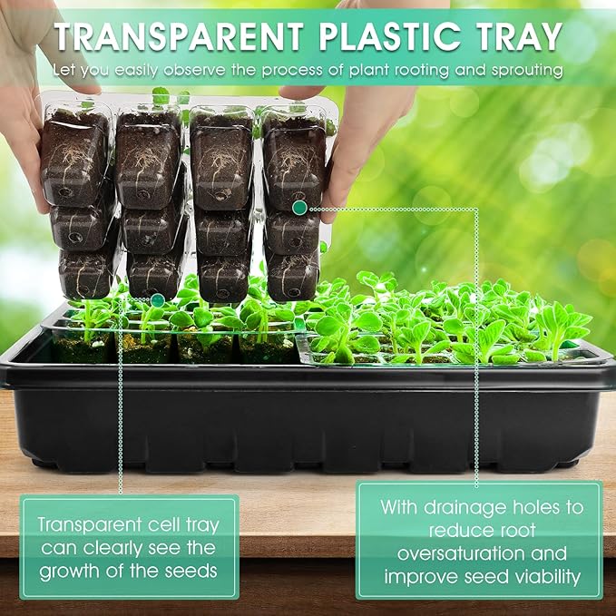 Seed Starter Tray with Grow Light, 96-Cell Seed Starter Kit, Seedling Starter Trays with Humidity Domes, Automatic Timer, Adjustable Light Indoor Gardening Plant Germination Trays - Image 5