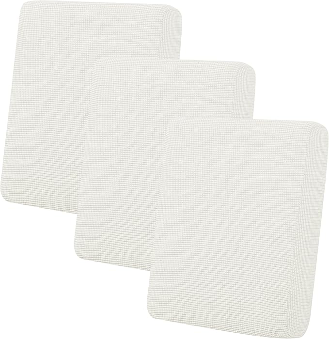 Easy-Going Stretch Individual Chair Couch Cover Sofa Furniture Protector Slipcover - Soft Flexibility With Elastic Bottom (3-Piece Cushion Cover, Cream) by Easy-Going