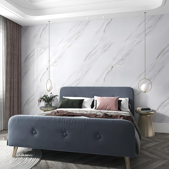 Gold White Marble Countertop Self Adhesive Covering Waterproof Granite Contact Paper Peel and Stick Thick Marble Contact Paper for Kitchen Cabinet Liner Bathroom Table Vinyl Wrap 15.7"x118" - Image 8